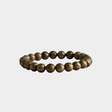 Pyrite Round Elastic Bracelet for Wealth & Protection