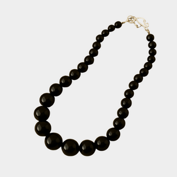 Handmade Black Agate Beaded Necklace For Focus & Emotional Balance