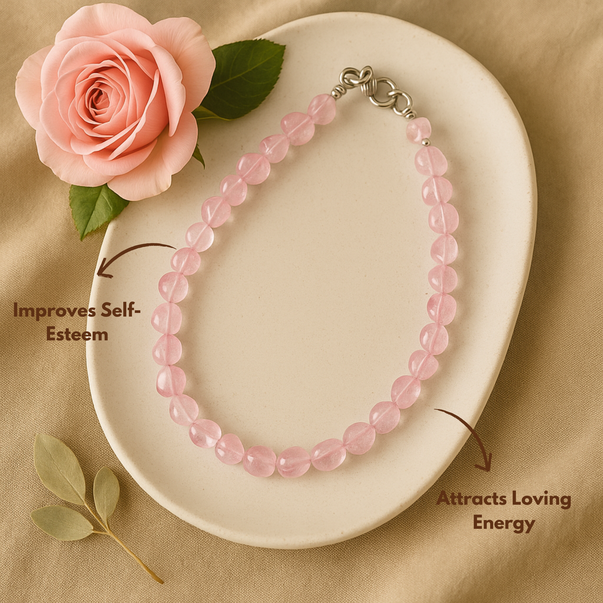 Blush Pink Rose Quartz Necklace For Soulful Style & Self Love