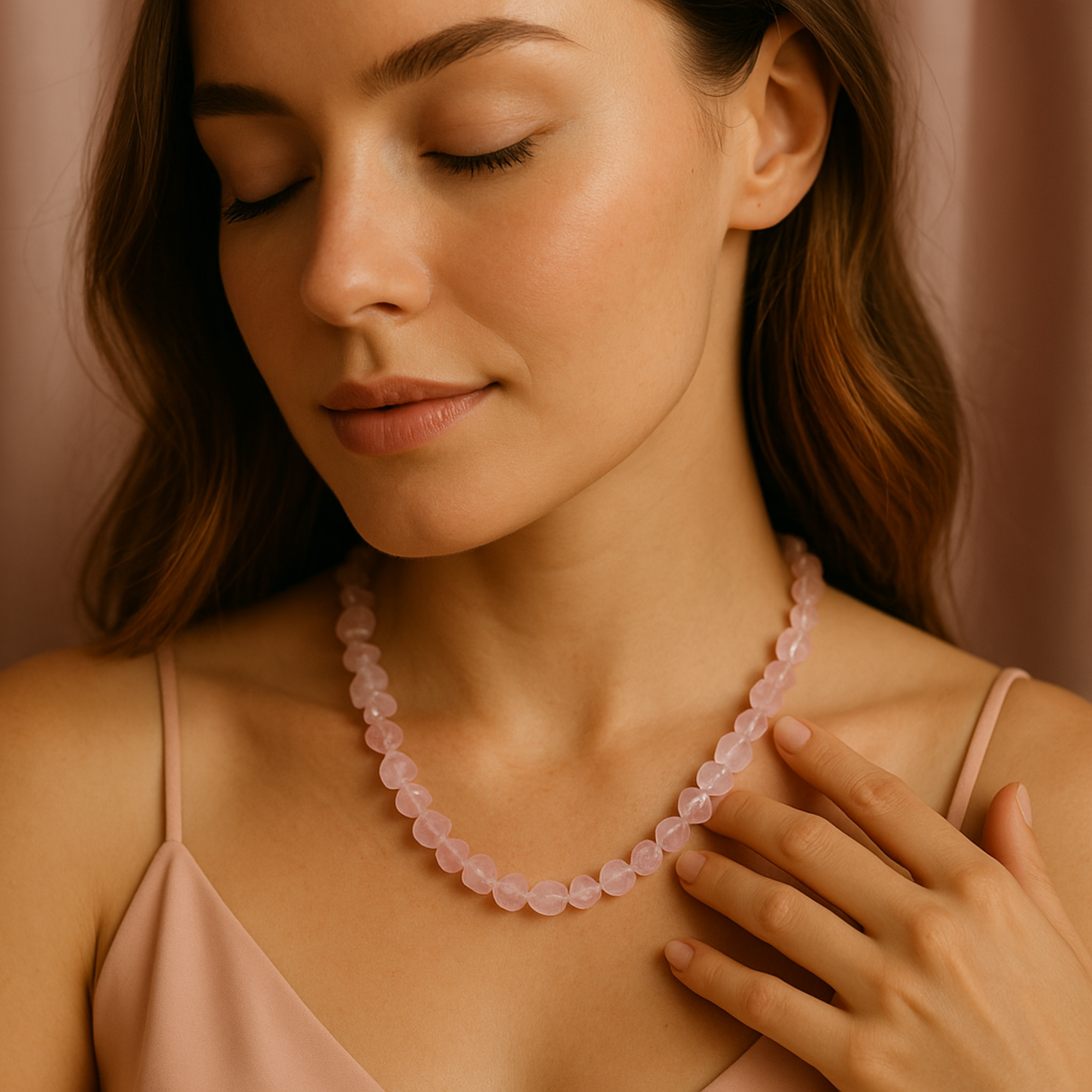 Blush Pink Rose Quartz Necklace For Soulful Style & Self Love