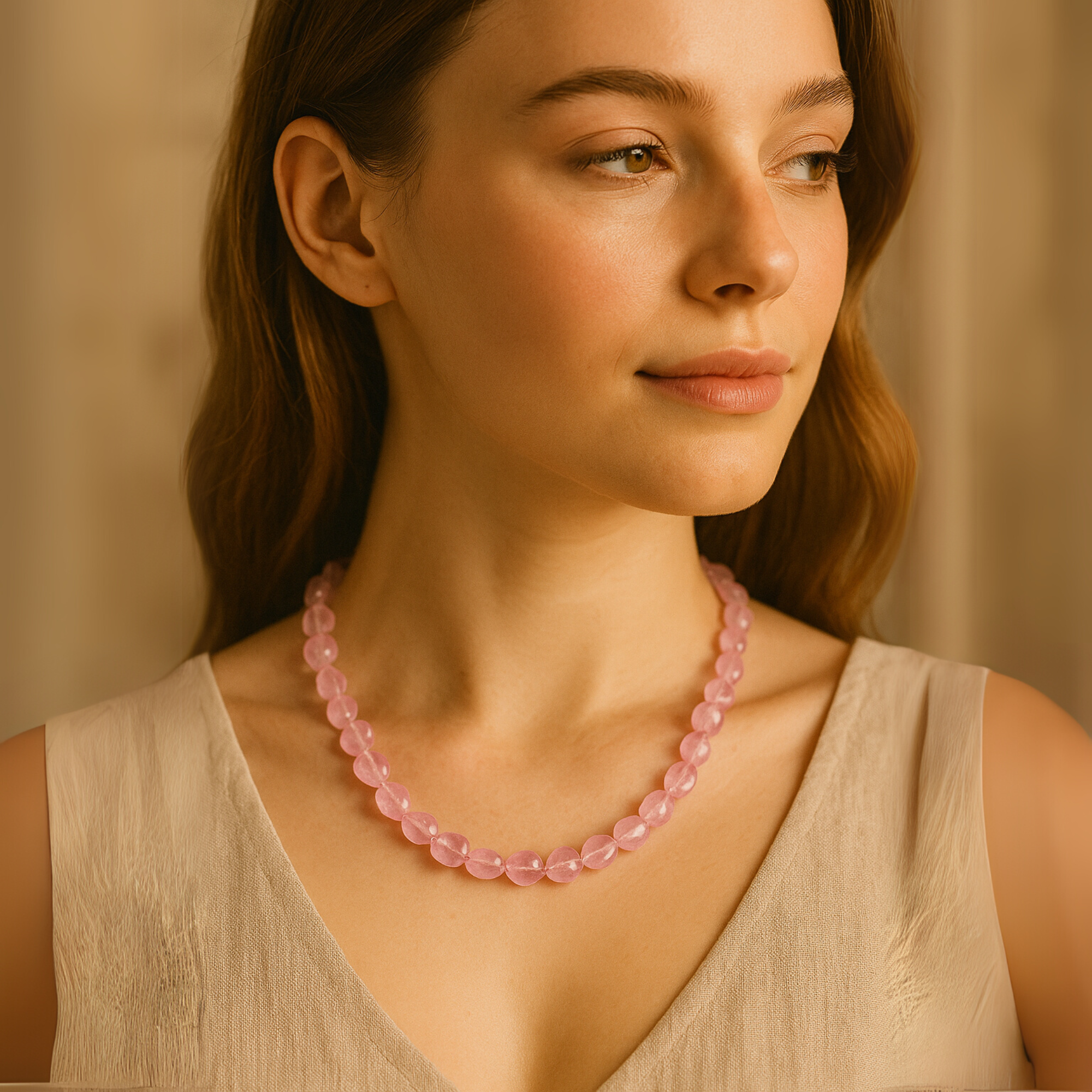 Blush Pink Rose Quartz Necklace For Soulful Style & Self Love