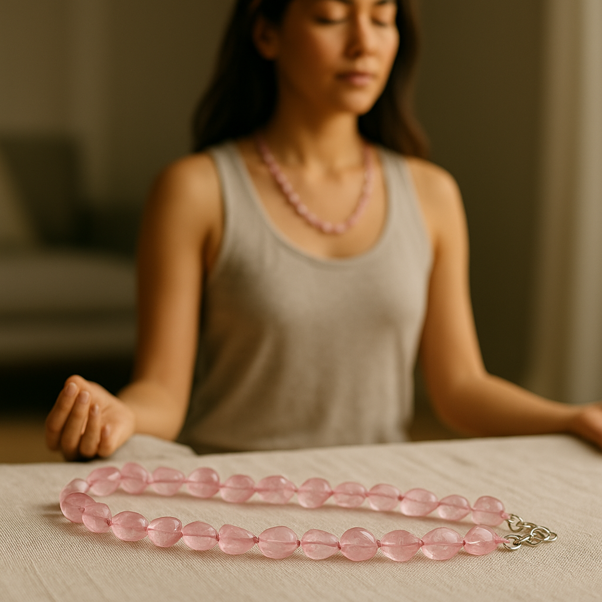 Blush Pink Rose Quartz Necklace For Soulful Style & Self Love