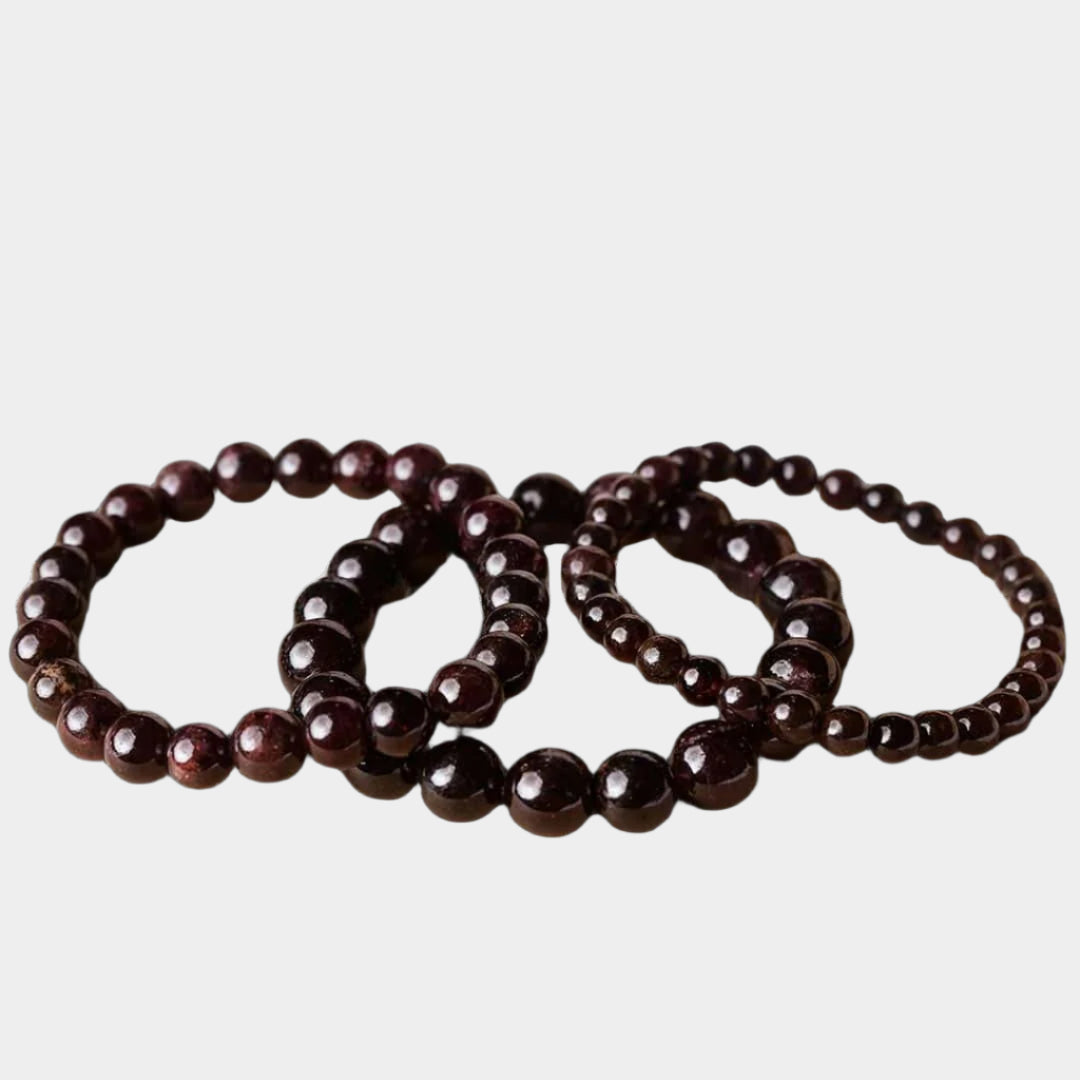 GarnetRoundStoneElasticBraceletforMotivationandDrive