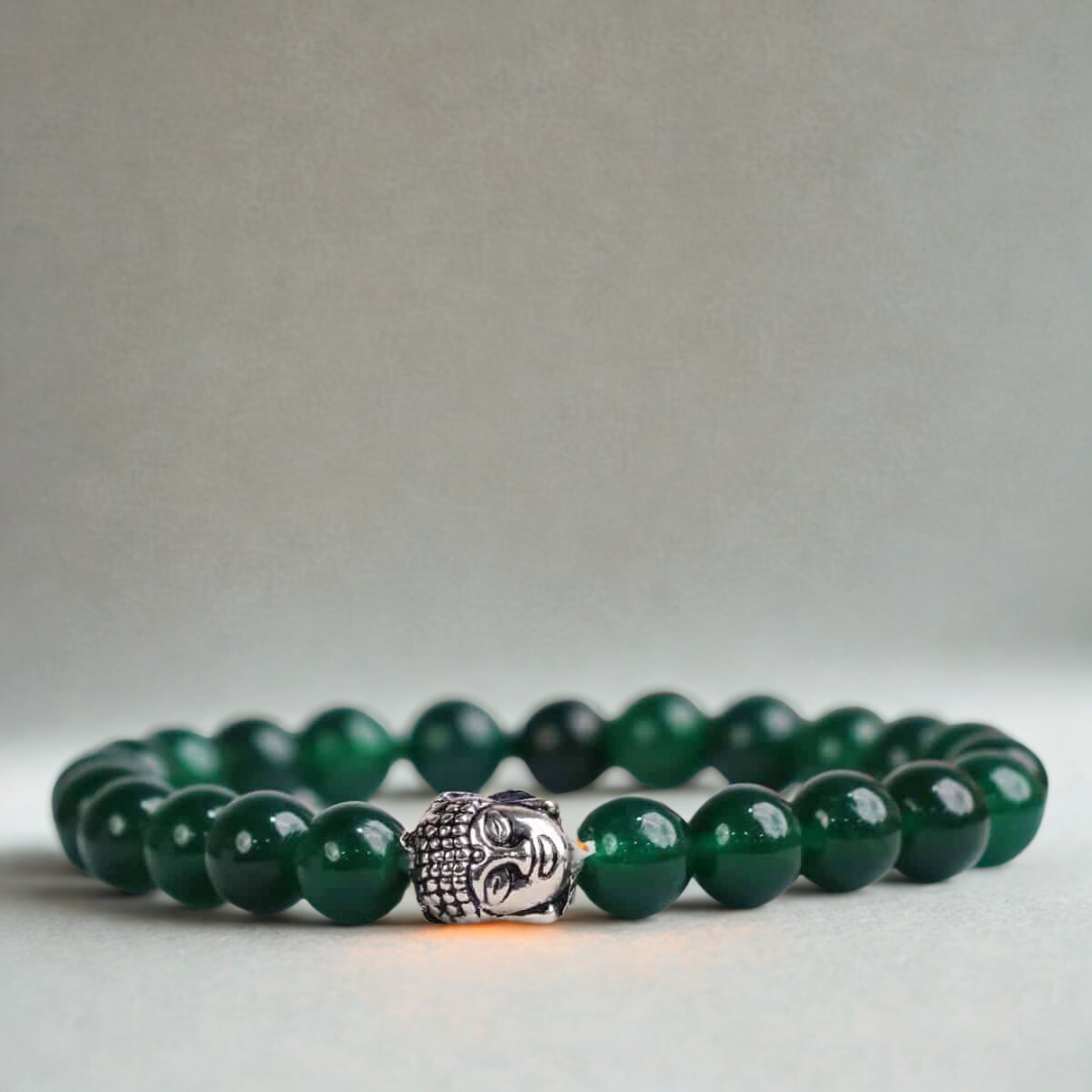Green Jade Buddha Bracelet for Luck & Inner Peace