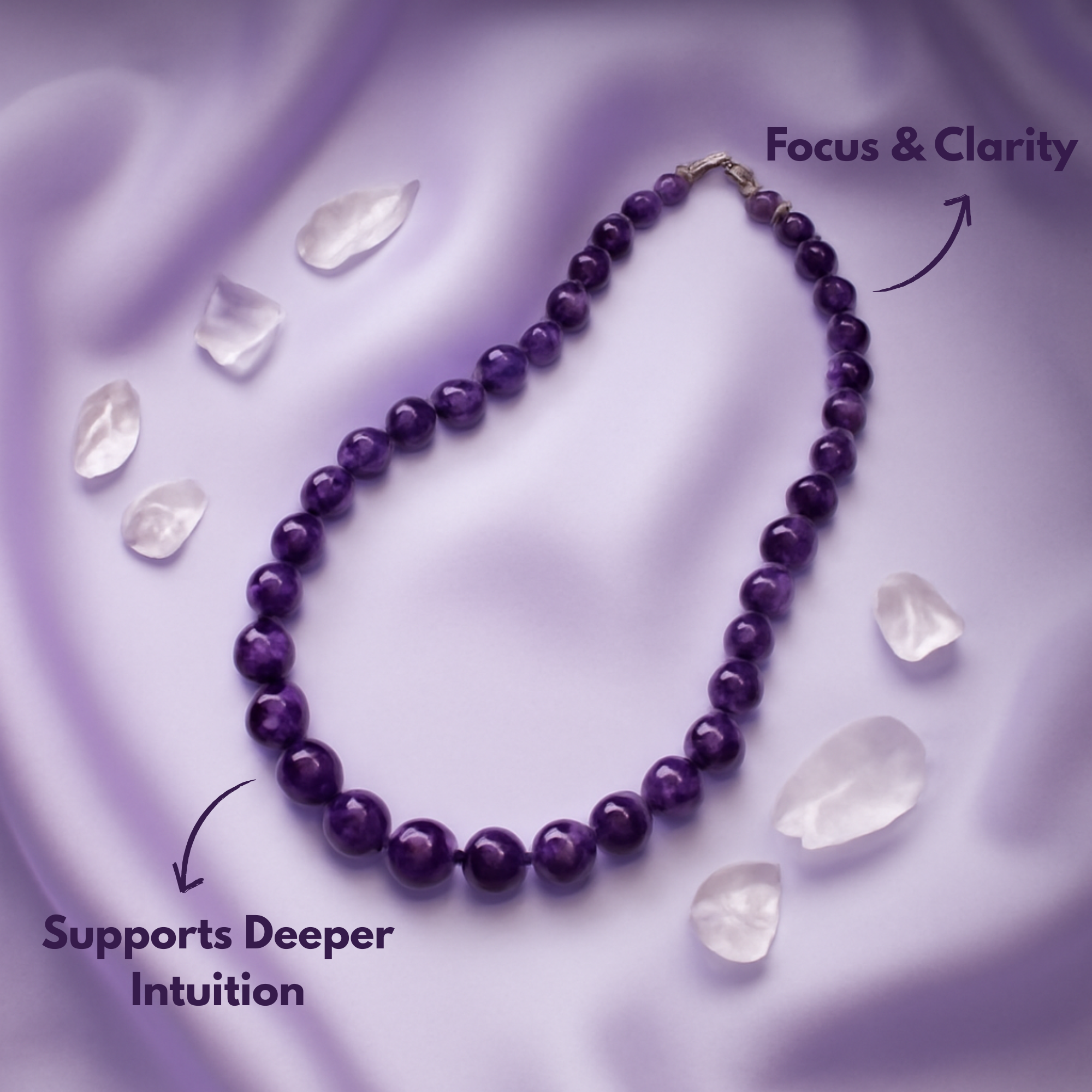 Handmade Beaded Blue Amethyst Necklace For Clarity & Calmness