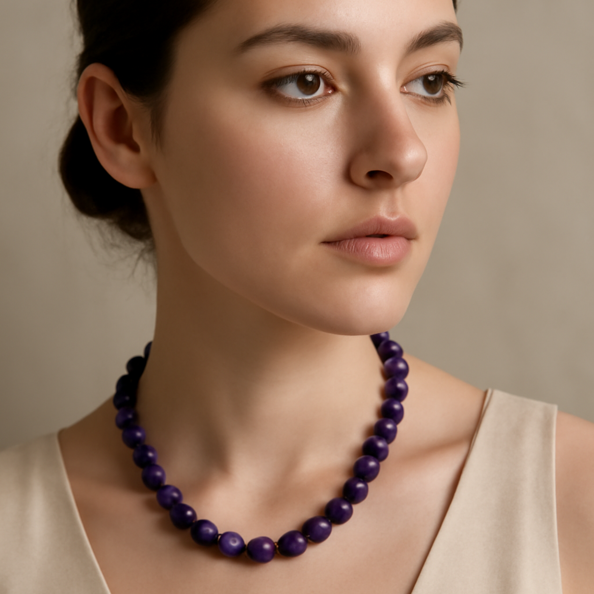 Handmade Beaded Blue Amethyst Necklace For Clarity & Calmness