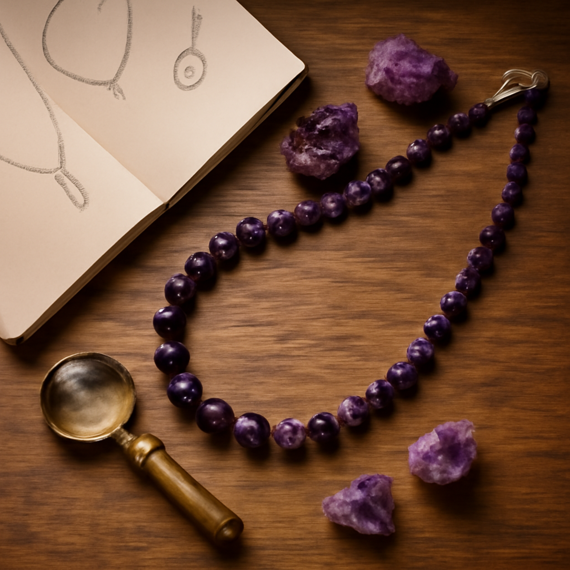 Handmade Beaded Blue Amethyst Necklace For Clarity & Calmness