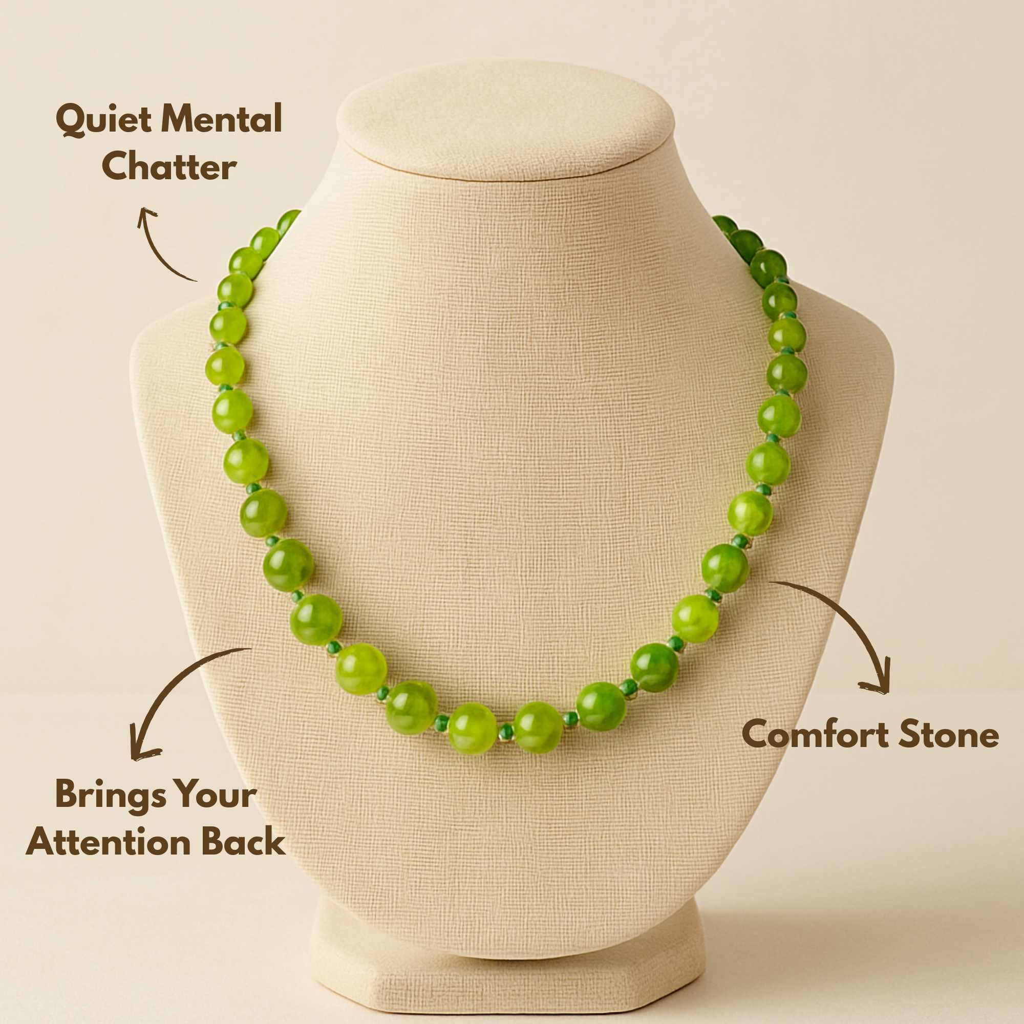 Lime Green Agate Beaded Necklace For Your Inner Calm & Clarity
