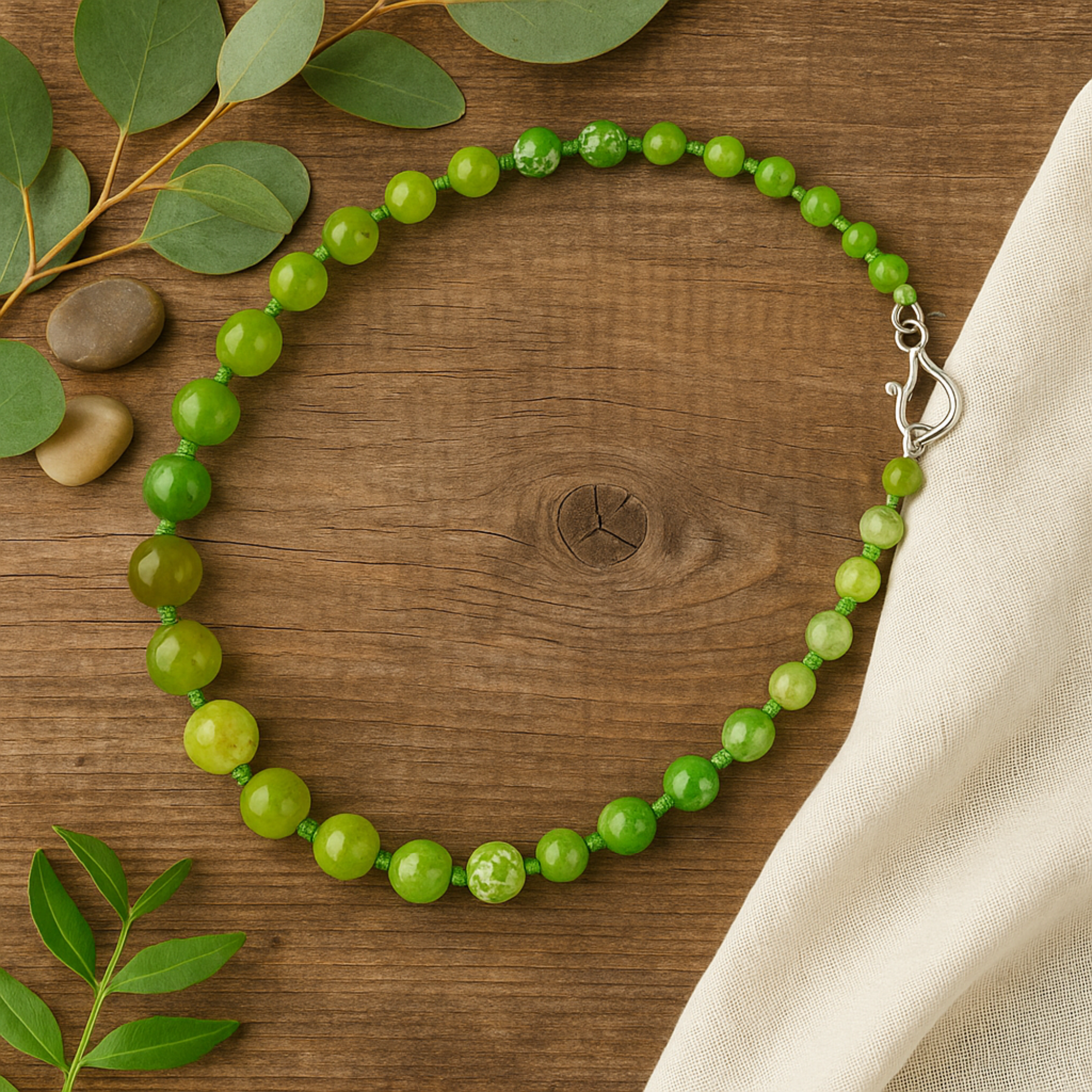 Lime Green Agate Beaded Necklace For Your Inner Calm & Clarity