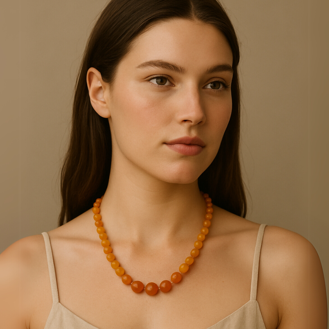Orange Carnelian Beaded Necklace For Passion, Energy & Confidence