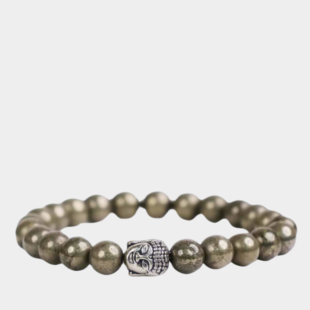 Pyrite Buddha Bracelet For Abundance, Strength & Protection