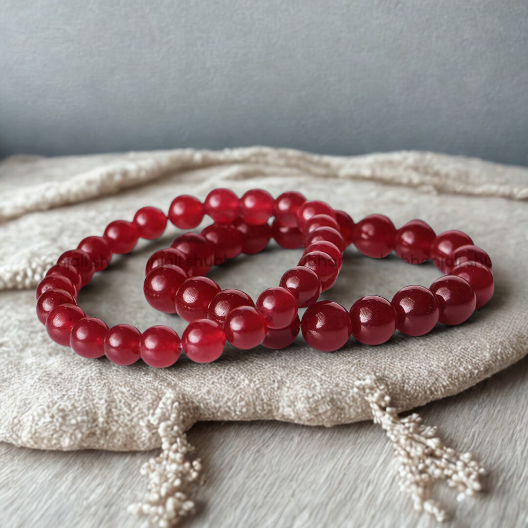 Ruby Round Bead Bracelet for Passion & Confidence