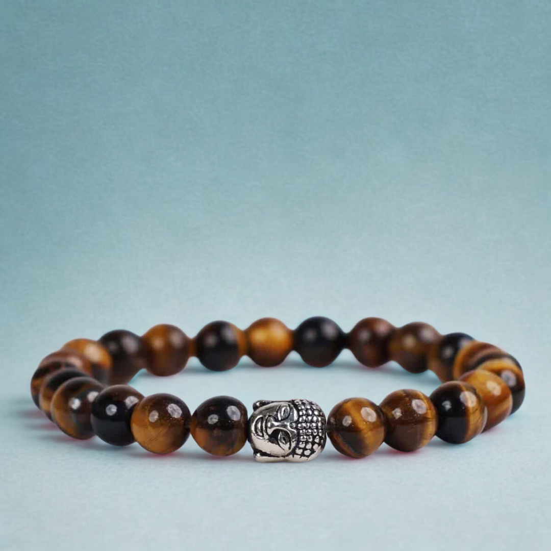 Tiger Eye Buddha Bracelet for Courage & Protection